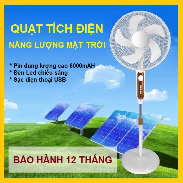 Quạt Sạc Tích Điện Năng Lượng Mặt Trời Hoặc Sạc Điện 220V - BẢO HÀNH 12 THÁNG