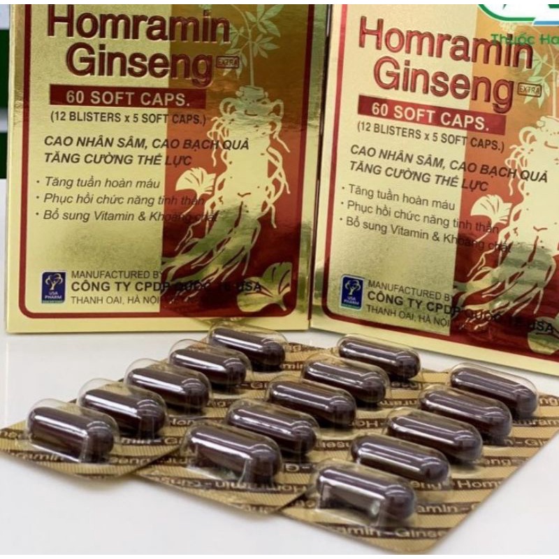 Homramin Ginseng nhân sâm giúp tăng cường bồi bổ sức khỏe - Nguyên liệu nhập khẩu Mỹ - Hộp 60 viên