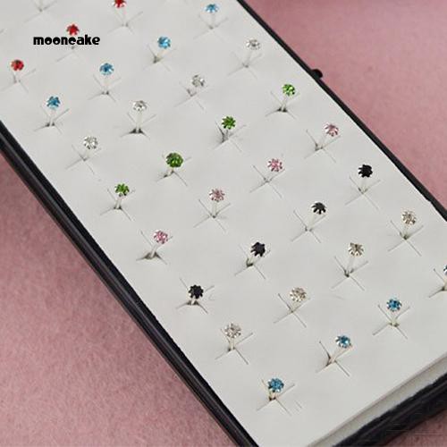 Set 20 đôi bông tai đính đá Rhinestone 2cm hình tròn cho nữ