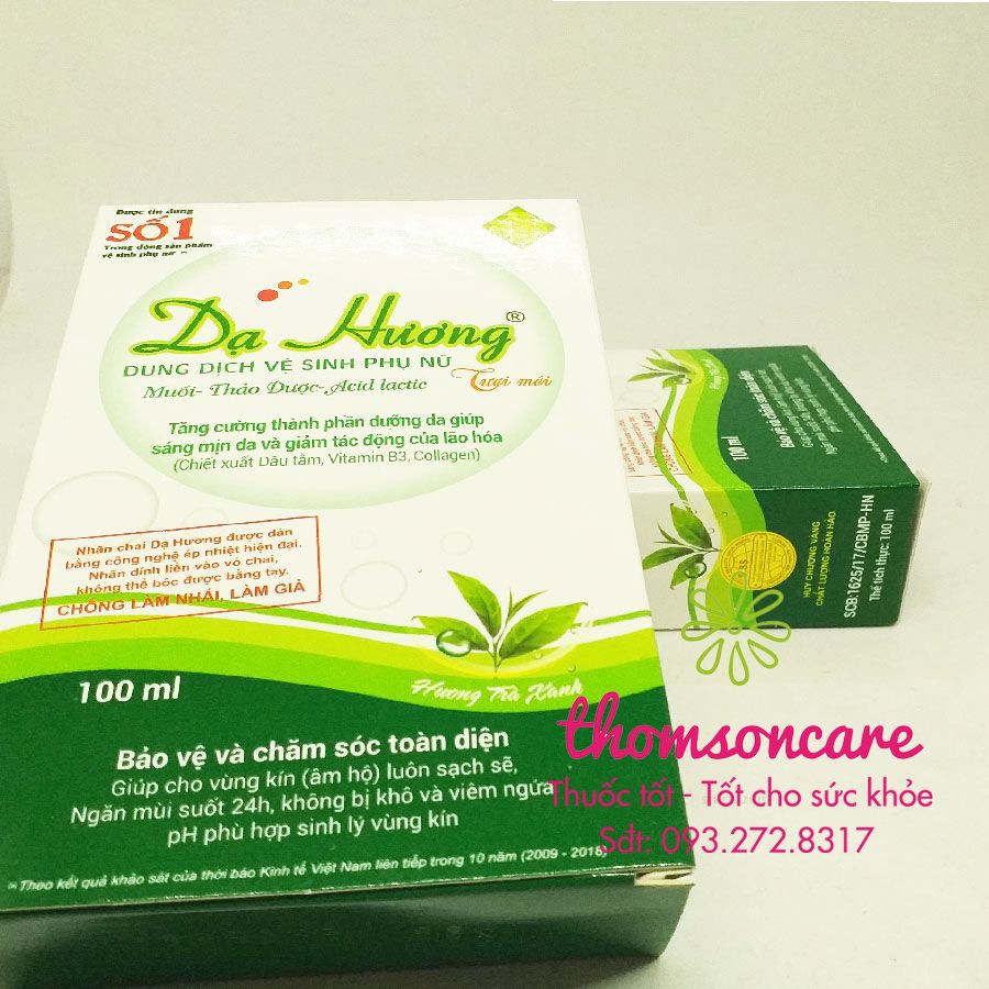 Dung dịch vệ sinh phụ nữ Dạ hương - hương trà xanh tươi mới - Chai 100ml