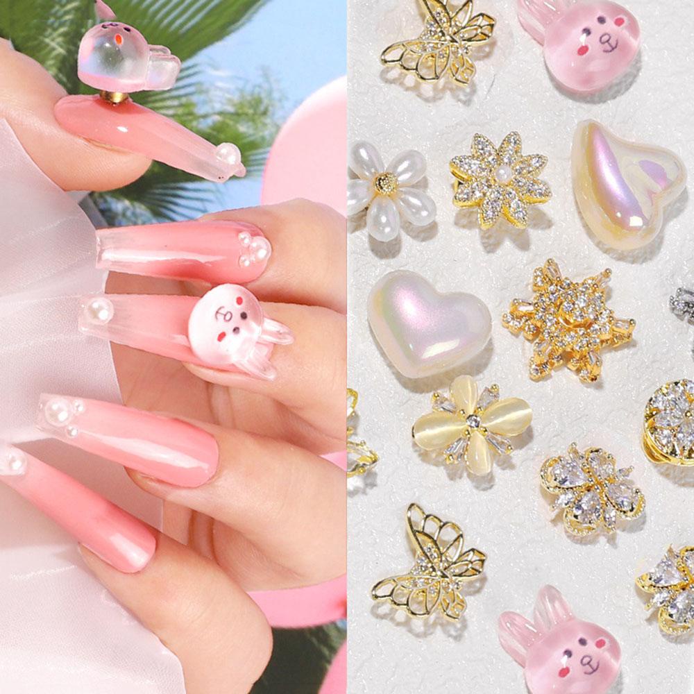 OCEANMAP Phụ Kiện Trang Trí Móng Tay Nghệ Thuật Hình Hoa Tuyết / Động Vật Hoạt Hình Xoay Đ