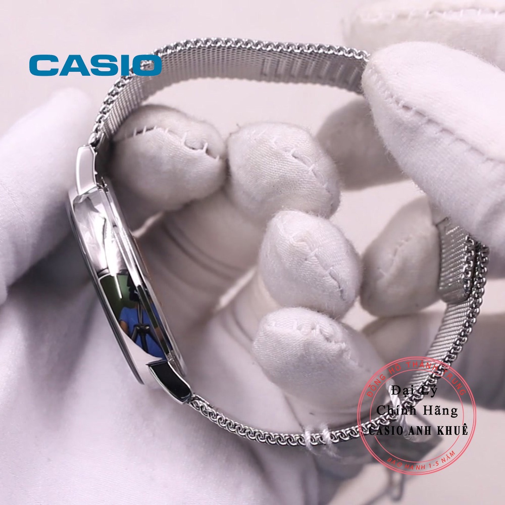 Đồng hồ Nam casio MTP-E171M-2EV dây lưới mặt xanh hiện đại
