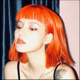 BOBO Bộ Tóc Giả Ngắn Thẳng Màu Cam Cho Nữ