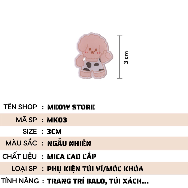 Set 3 sticker cute pin cài áo phụ kiện trang trí túi xách balo MEOW STORE MK03