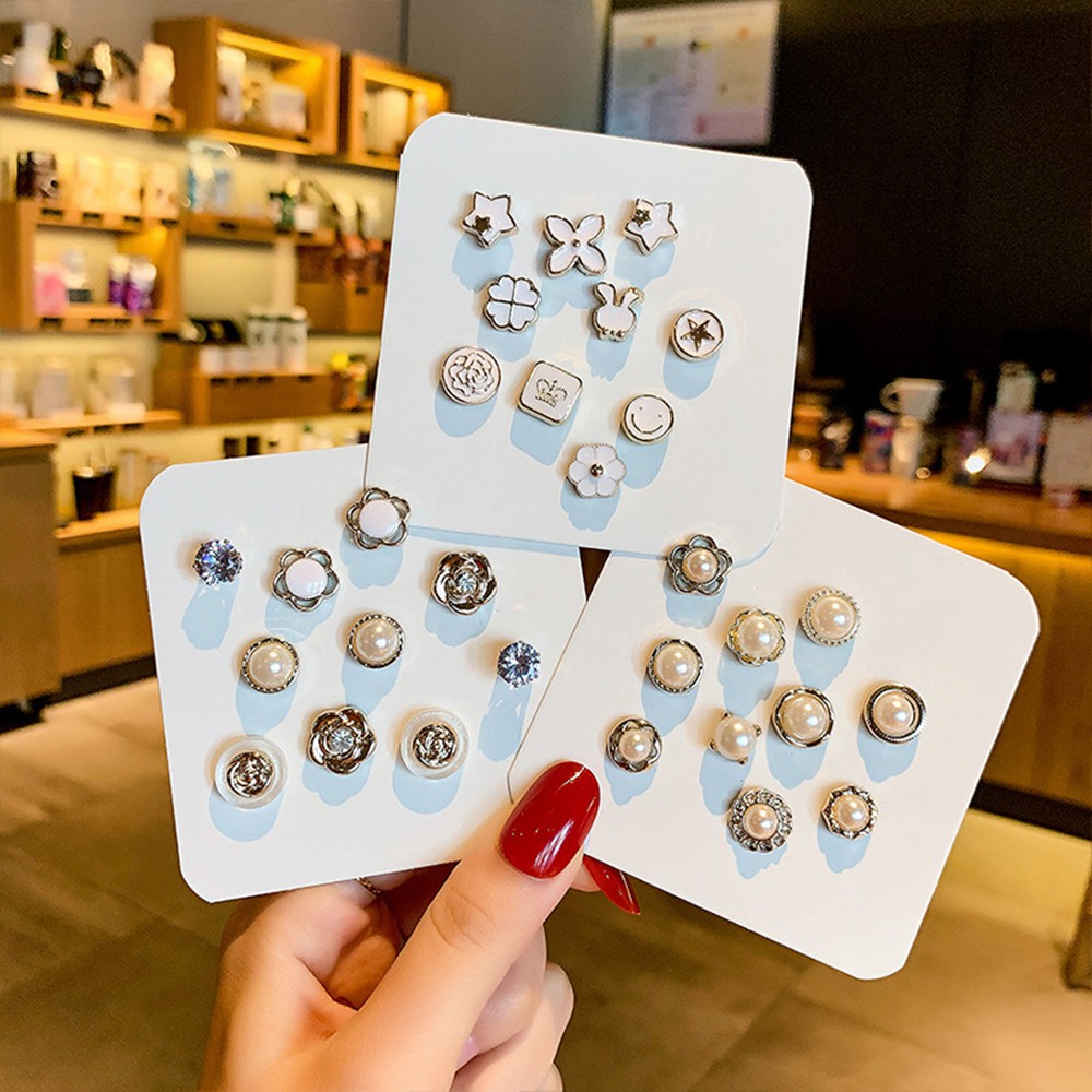 Set 10 Nút Cài Áo Sơ Mi Đính Ngọc Trai Xinh Xắn