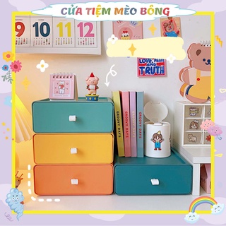 [ TẶNG KÈM Sticker ] Hộp Đựng Đồ để bàn màu Morandi phiên bản Hàn Quốc, giá ngăn kéo nhiều tầng.