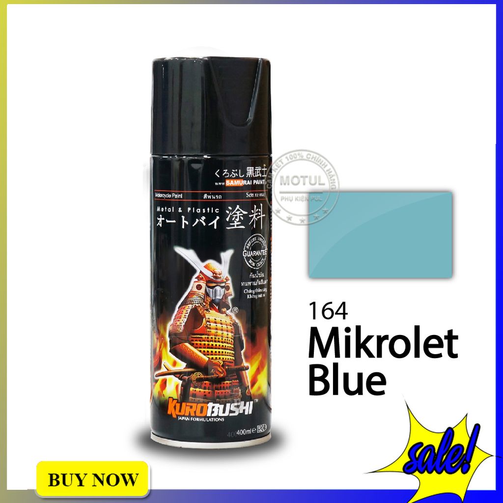 Combo 4 sơn xịt Samurai màu xanh mikrolet (gồm 164 - UCH210 - 2/102 - K1K - Giấy nhám P800)