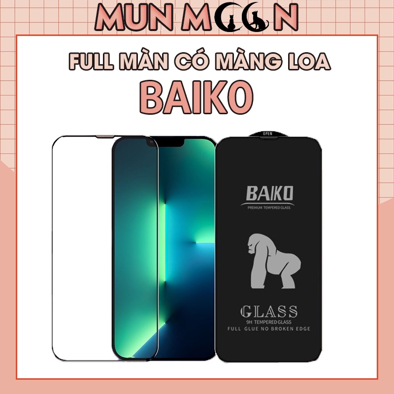 Cường Lực Full Màn IPhone BAIKO KINGKONG Có Màng Loa 6/6s/6plus/6splus/7/7plus/8/8plus/x/xr/xs/11/12/13/14/pro/max/plus