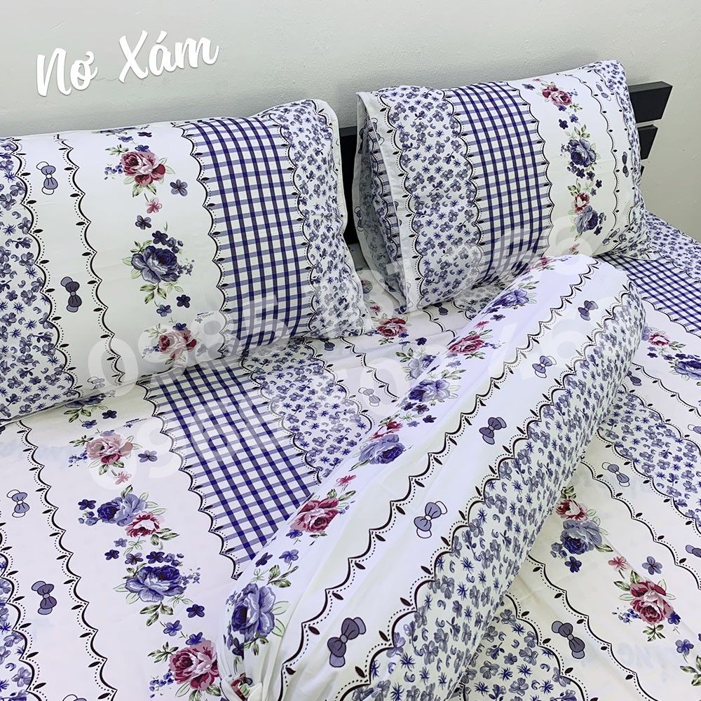 [Ảnh Thật] Nơ Xám - Bộ Drap Cotton 4 món Thắng Lợi Chính Hãng