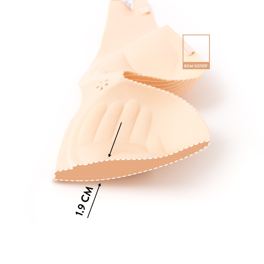 Áo lót mút vừa cúp ngang su đúc không gọng hoạ tiết sọc siêu nâng BOM SISTER MU5001