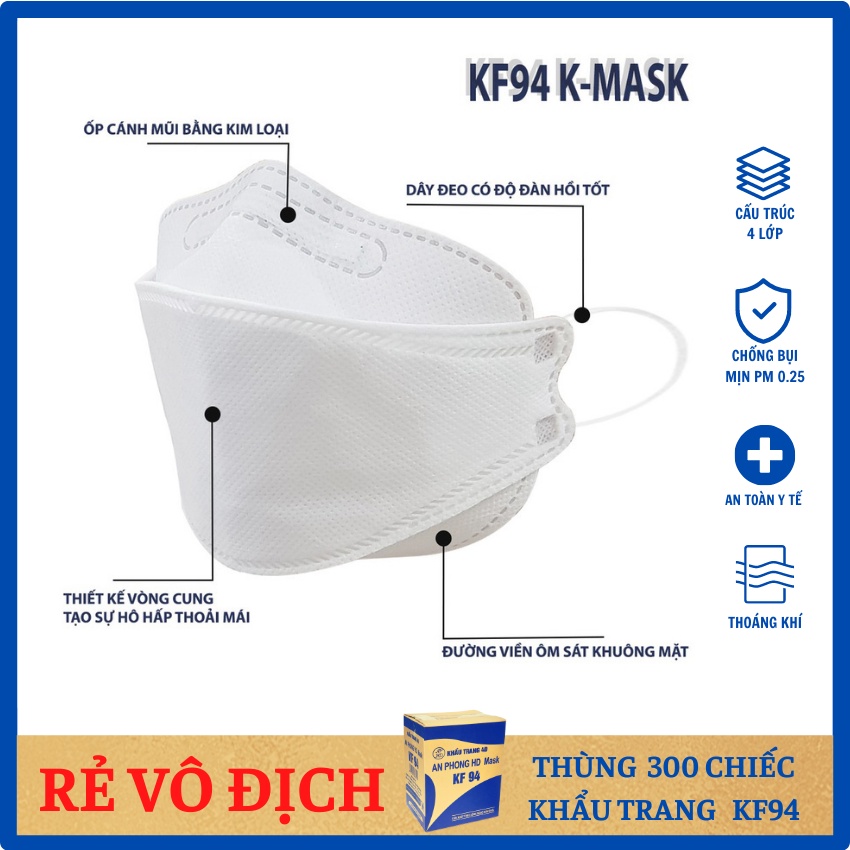 Khẩu trang KF94 hàn quốc, khẩu trang 4D HD MASK AN PHONG  sản xuất theo công nghệ hàn quốc
