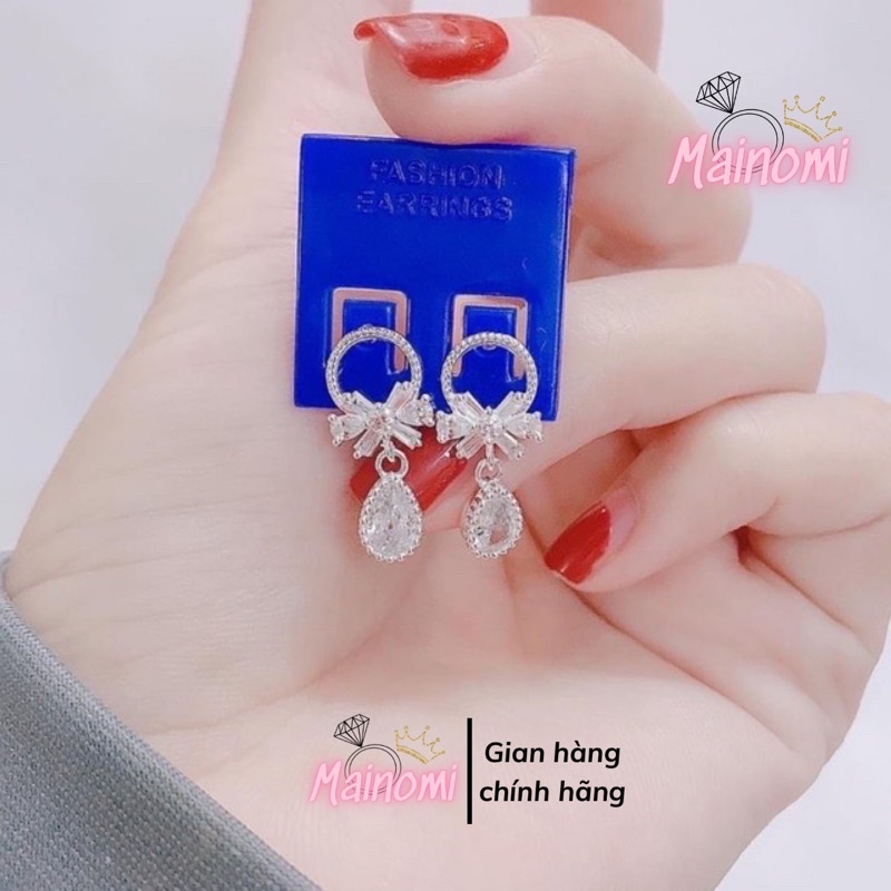 Bông xinh bạc ta cho nữ, nơ xinh xắn kết treo đá lấp lánh đầy nữ tính Mainomi Shop Bạc Xinh
