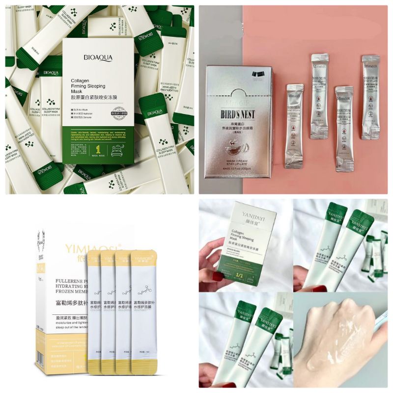 Hộp 20 gói nạ ngủ collagen trắng da ngăn lão hóa Yanjiayi