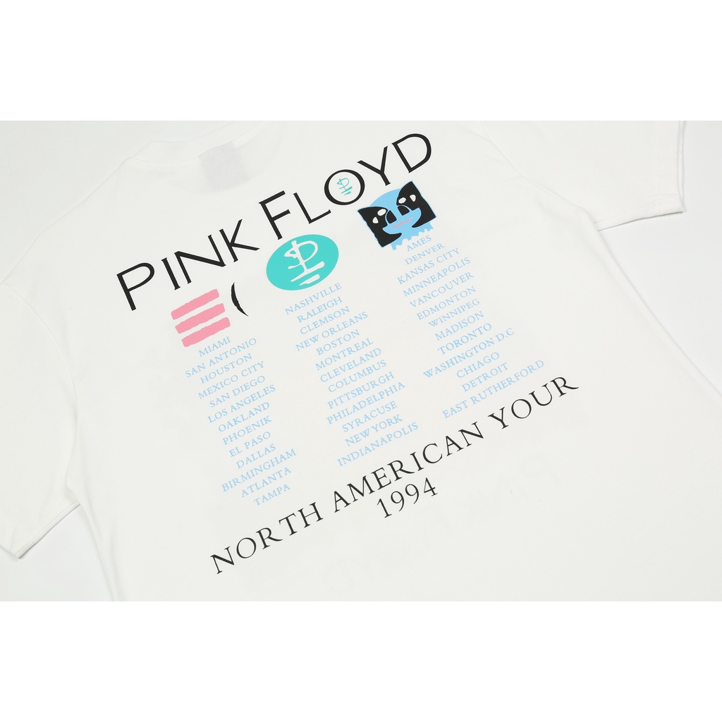 PINK FLOYD rock white ghost vintage washed old retro short-sleeved high street loose T-shirt Kanye with the same style
