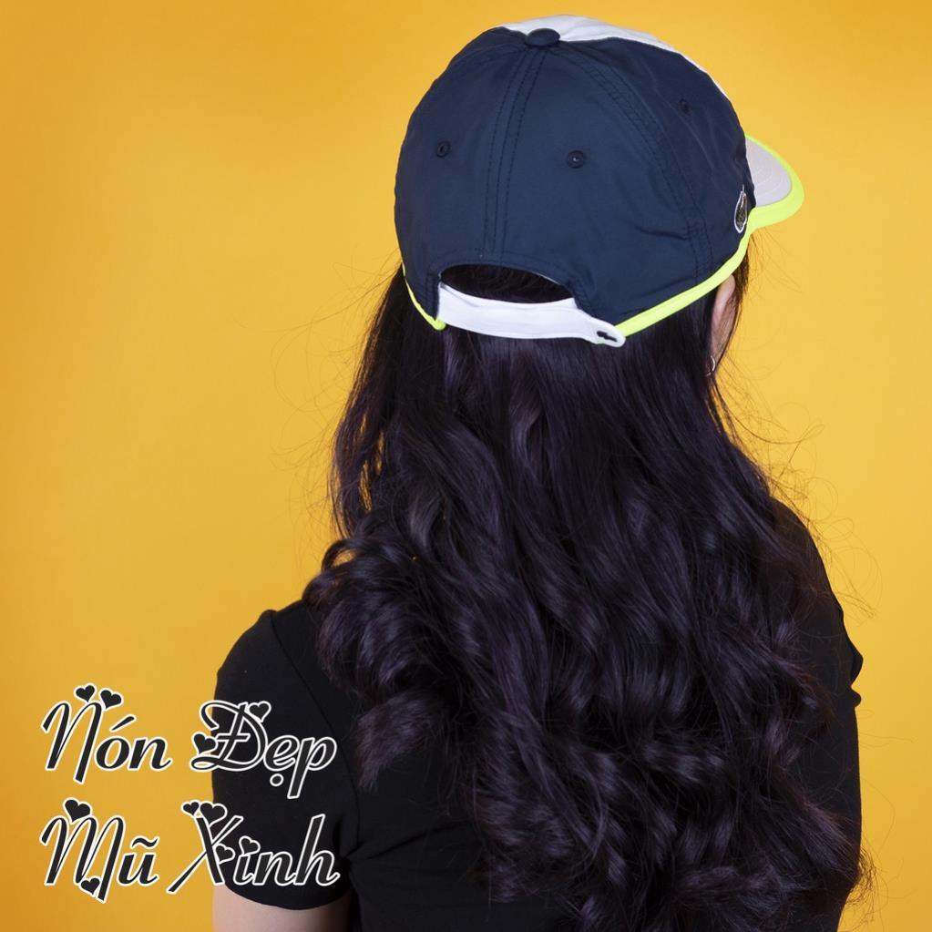 Nón lưỡi trai La coste chất dù gió siêu nhẹ cao cấp,nón kết dù,màu trắng phối xanh đen viền xanh neon