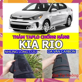Thảm taplo kia rio- nhung lông cừu-da vân carbon