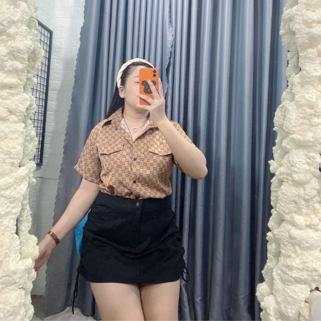Áo kiểu bigsize, Áo sơ mi bigsize GG nữ vải lụa mềm mát SMGG