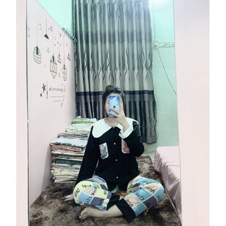 Bộ pijama elsa cổ bèo phối xinh xắn