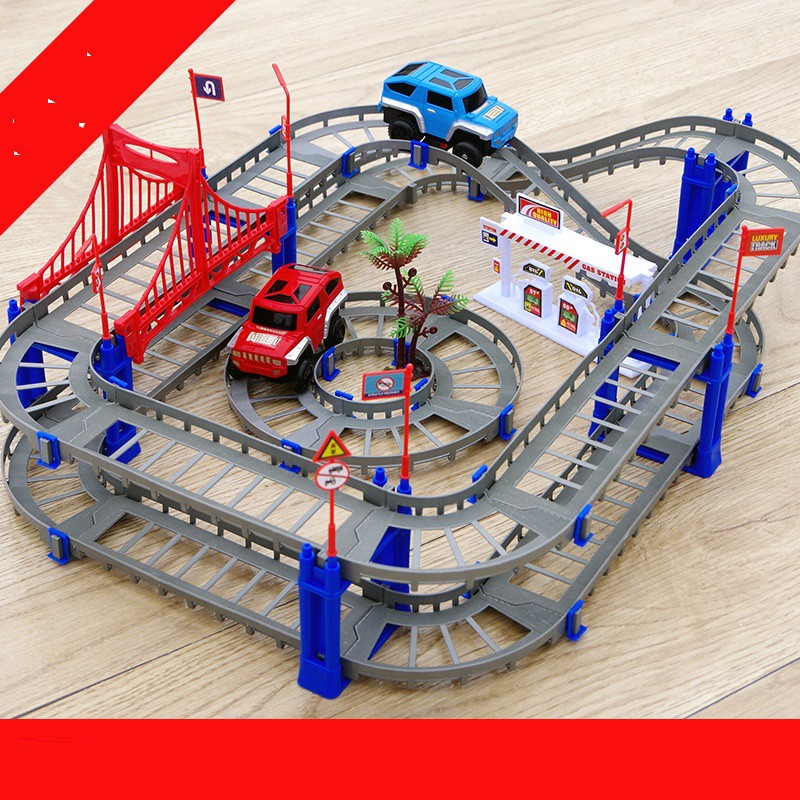 BỘ ĐỒ CHƠI TRẺ EM BỘ ĐỒ LẮP GHÉP ĐƯỜNG RAY OTO XE LỬA 2 TẦNG