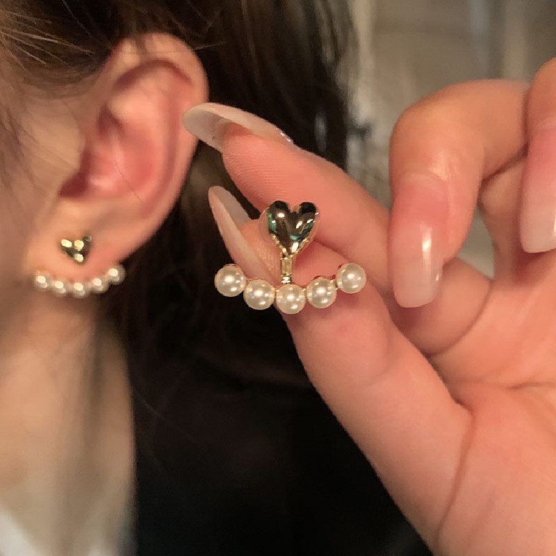 Bông Tai Mạ Bạc 925 Đính Ngọc Trai Và Hình Trái Tim Phong Cách Hàn Quốc Mới Thanh Lịch Dễ Phối Đồ Dành Cho Nữ