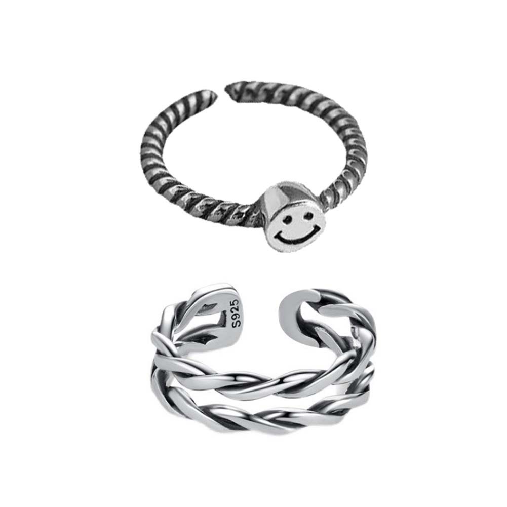 Bộ 2 Vòng Tay Kim Loại Mặt Hình Mặt Cười Thời Trang Cho Nữ