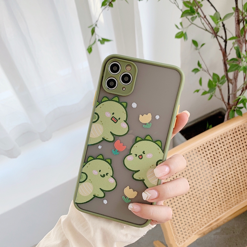 Ốp lưng iphone nhám Dino và hoa 5/5s/6/6plus/6s/6splus/7/7plus/8/8plus/x/xr/xs/11/12/pro/max/plus/promax - Awifi U4-14 | BigBuy360 - bigbuy360.vn
