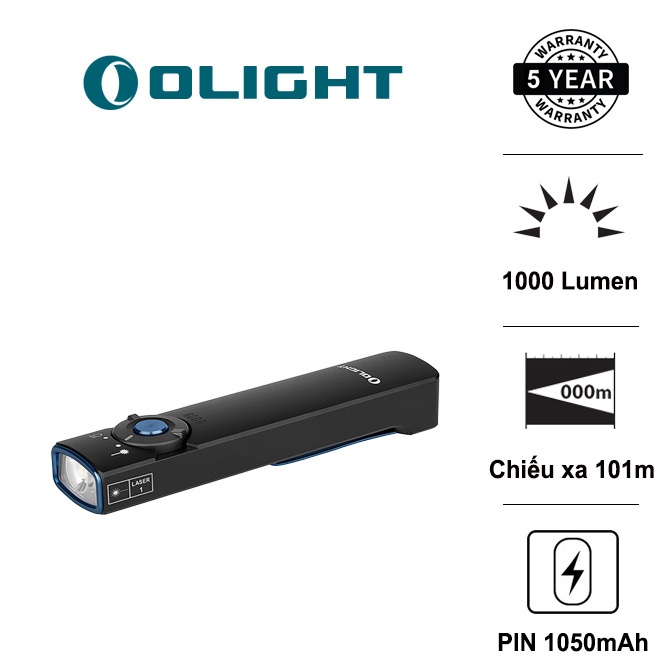 Đèn pin OLIGHT ARKFELD sáng 1100 lumen chiếu xa 101m pin sạc 1050mAh kèm theo