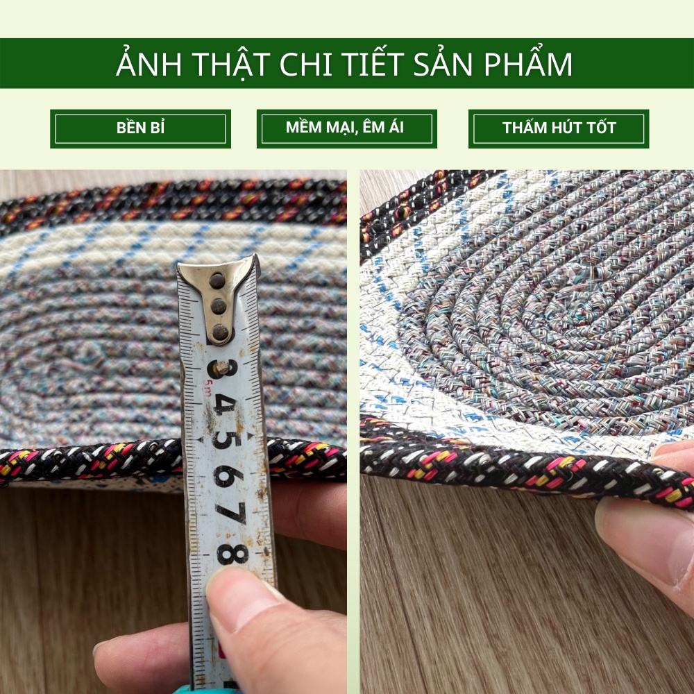 Thảm Chùi Chân Oval HOMIES Bedding &amp; Décor Chất Liệu Thủ Công Siêu Thấm - Kích Thước 35cm x 50cm