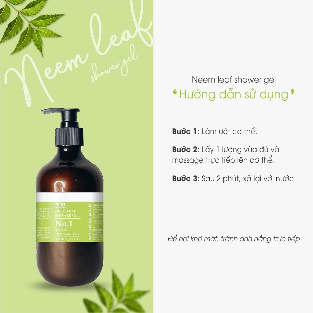 Sữa tắm viêm nang lông MEE *FREE SHIP - CHÍNH HÃNG* cho làn da mịn màng, tươi đẹp 500ml