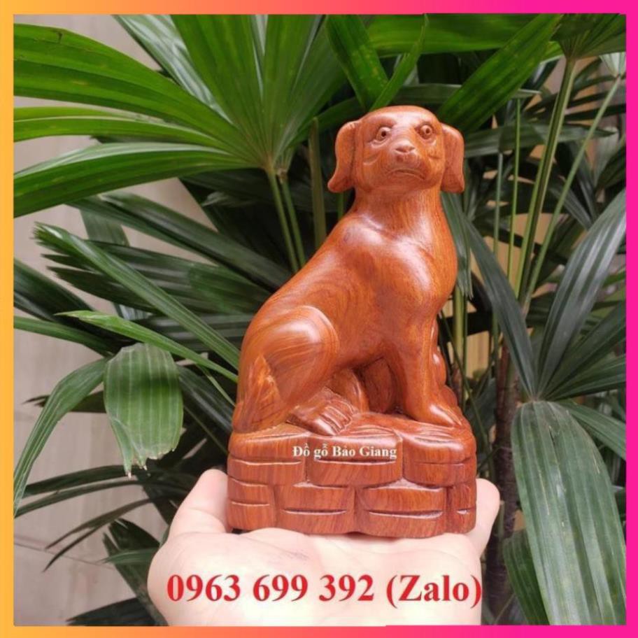 Tượng con chó gỗ hương
