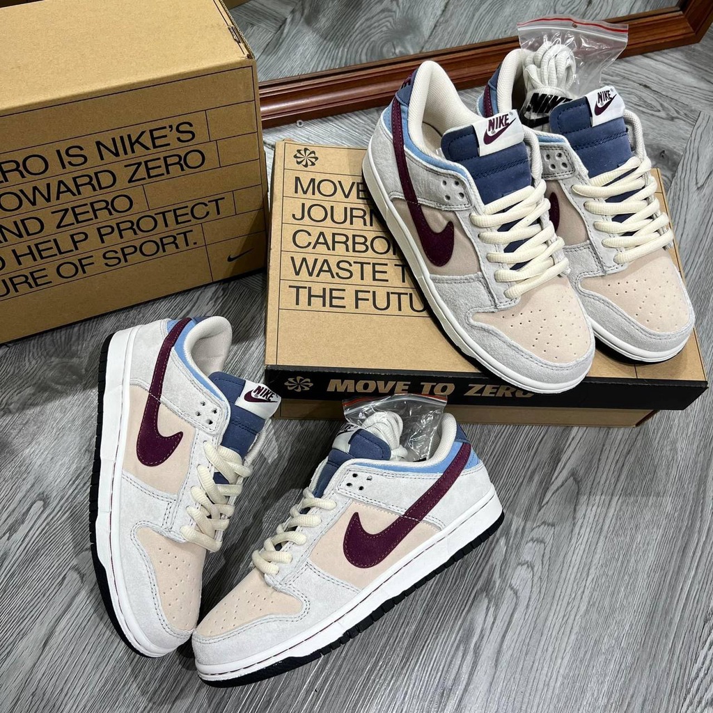 giày Jordan SB Dunk xám nỉ kem hồng mới, giày JD SB tím xám xanh thấp cổ cao cấp