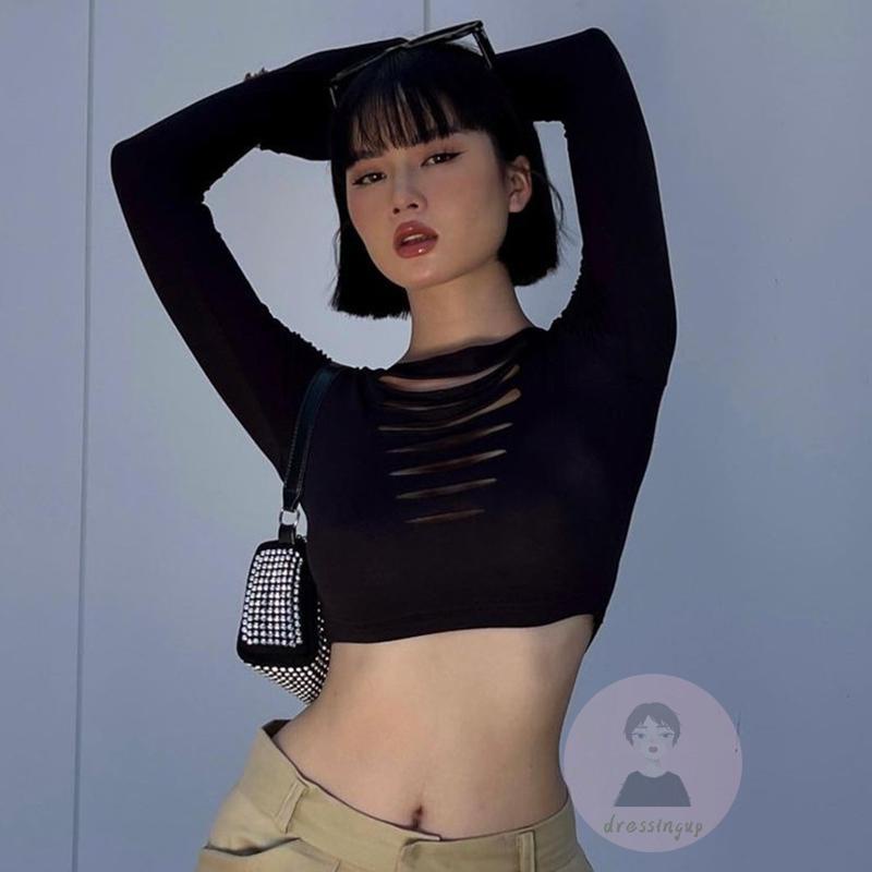 Áo Thun Dài Tay Cổ Thuyền Màu Trơn Thời Trang Mùa Hè Cho Nữ