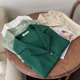 Sơ mi lụa cổ vest tay ngắn (ảnh thật/ có sẵn)