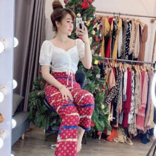 Áo kiểu tay phồng dây rút