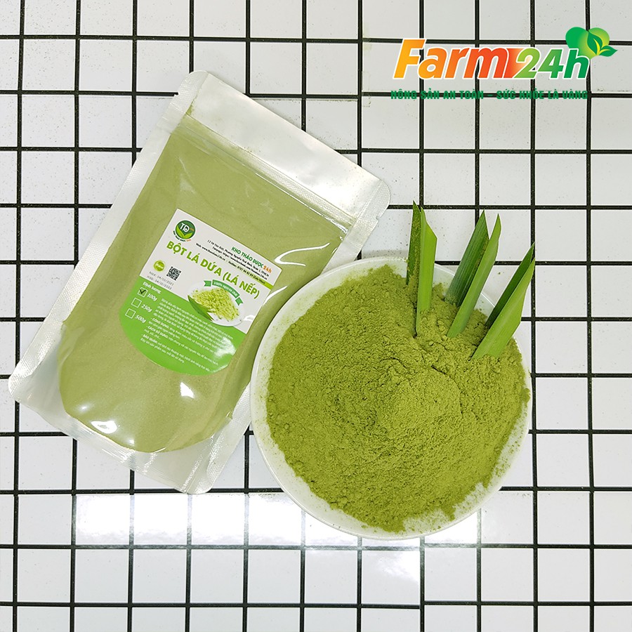 Bột lá dứa (lá nếp) tự nhiên, dùng tạo màu và mùi cho món ăn, thơm ngon, an toàn, bảo quản được lâu | Farm24h
