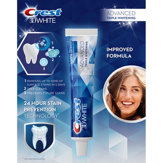 Kem Đánh Răng CREST 3D WHITE ADVANCED của Mỹ 147g