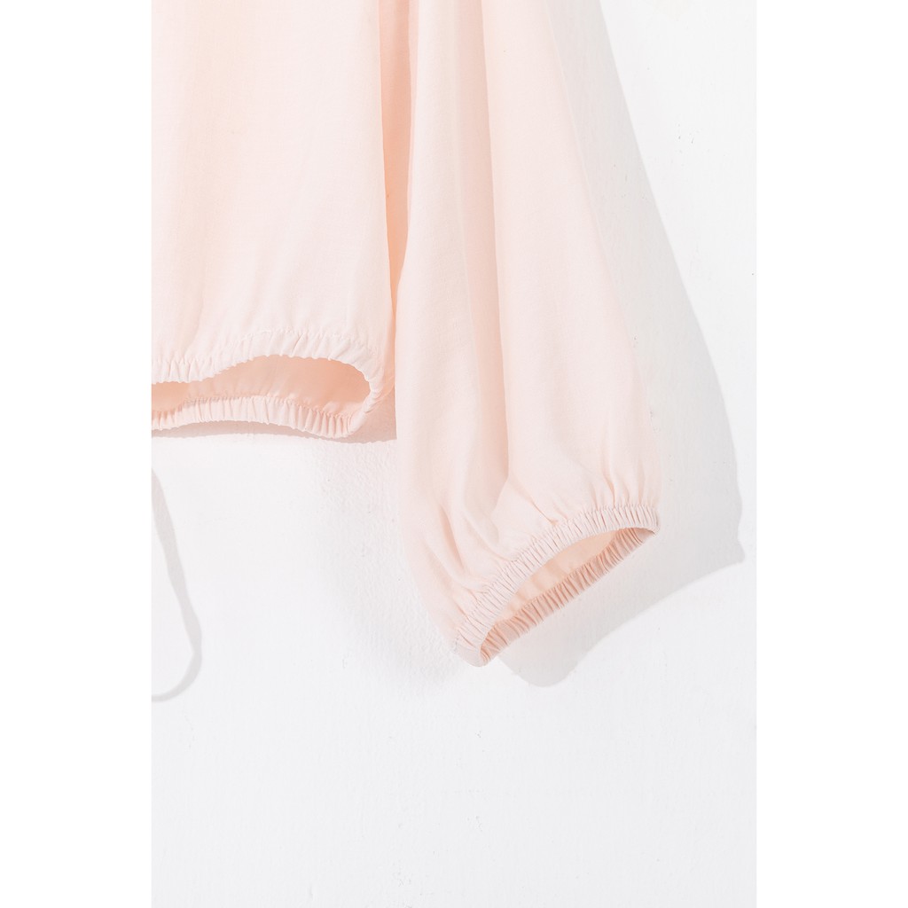 Áo sơ mi croptop chun gấu VIENTRAN V61H21Q010 (Hồng)
