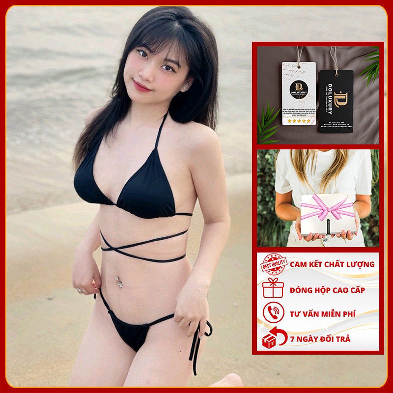 Bikini 2 Mảnh Có Nút Đệm Dây Dài Tạo Được Nhiều Kiểu Đóng Hộp Cao Cấp DOLUXURY
