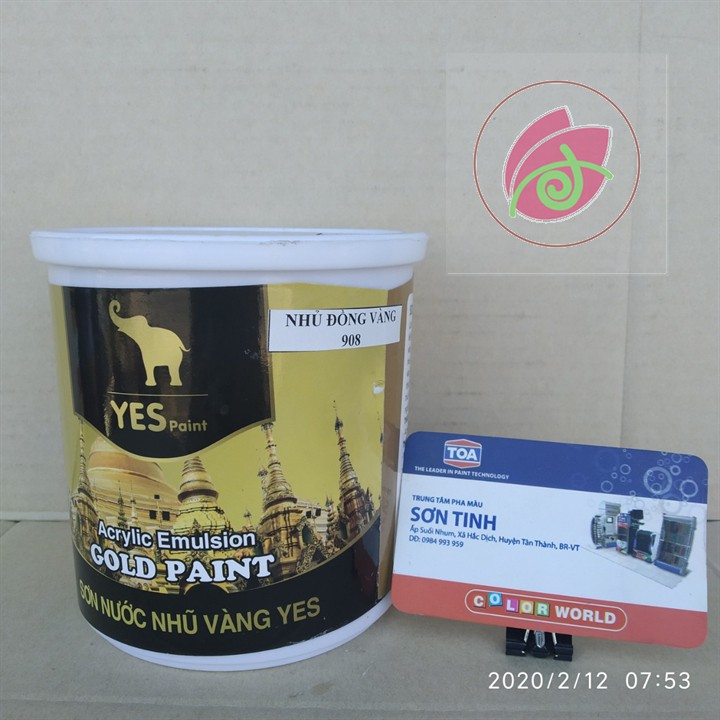 850g Sơn chậu nhũ đồng vàng 908 hệ nước Yes Paint