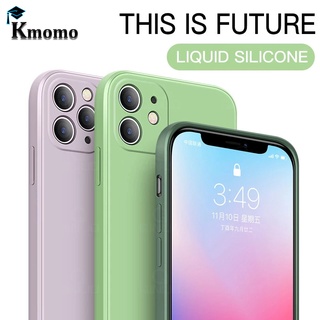 Ốp lưng dẻo cạnh vuông cho compatible for iPhone 12 11 Pro Max 8 7 6 6s Plus SE 2020 Solid Color Square Liquid