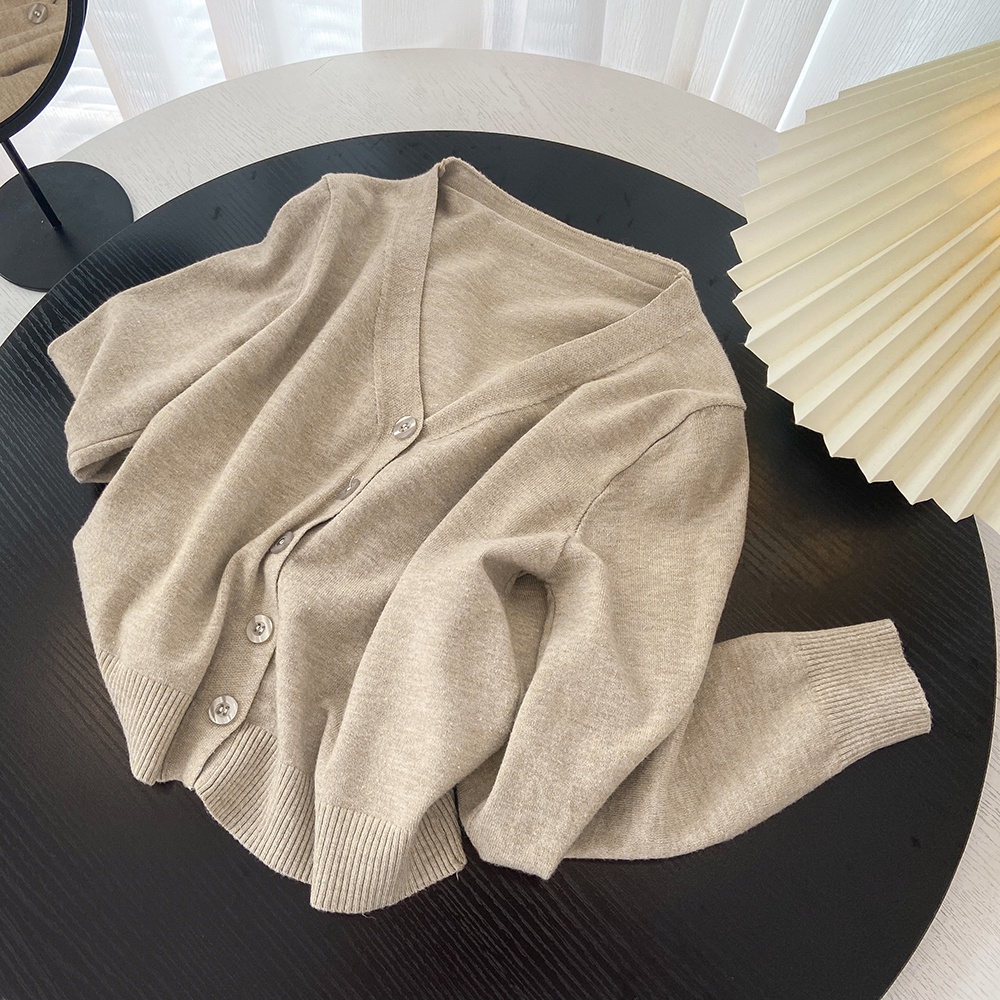 NUZIRO  Áo khoác cardigan  dệt kim tay dài cổ chữ V dễ phối đồ tùy chọn màu sắc