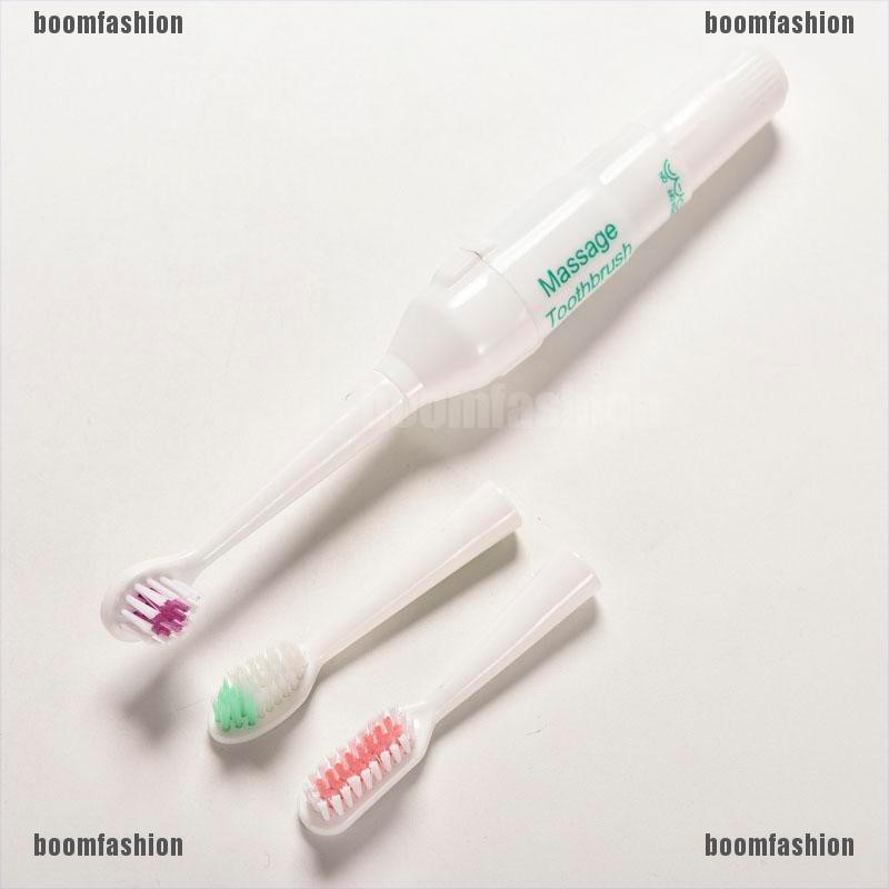 [BOOM] New Electric Vibrate touch cleaner Massage Massager Toothbrush w/ 3 Brush Head [Fashion]