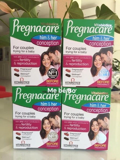 [Mã 253FMCGSALE giảm 100k đơn 500k] Viên thụ thai Pregnacare Him &amp; Her Uk 60 viên