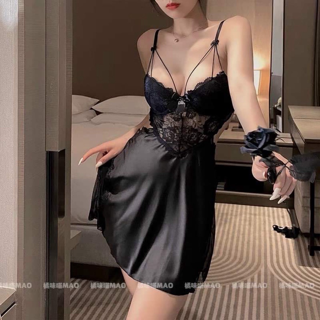 Váy ngủ lụa ren mềm mịn cao cấp sexy hàng loại 1 cúp ngực V50