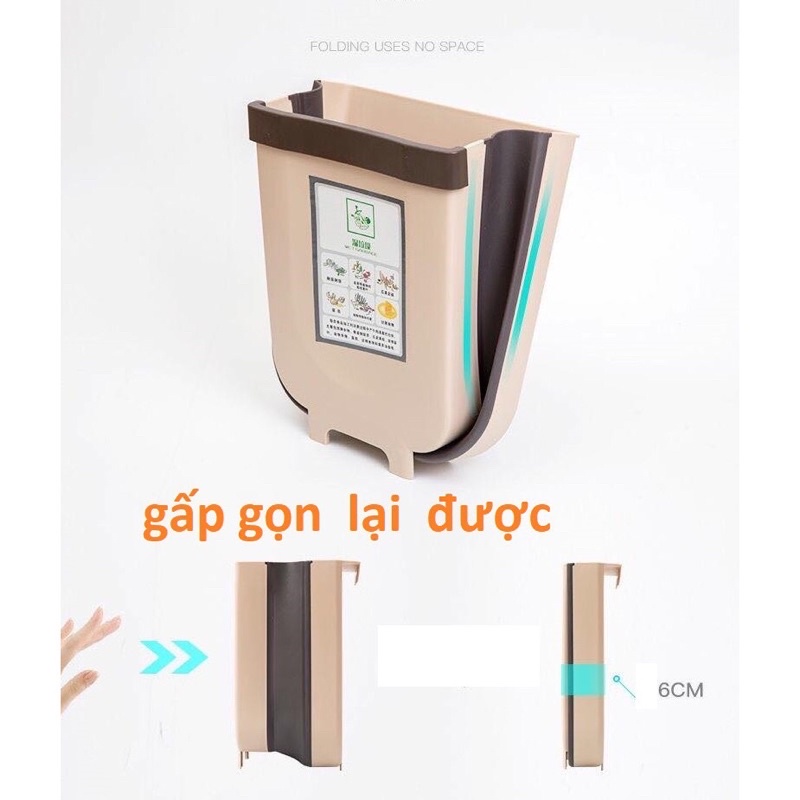 Thùng rác gấp gọn thông minh treo bồn rửa, cửa tủ bếp, cánh cửa ô tô tiện lợi