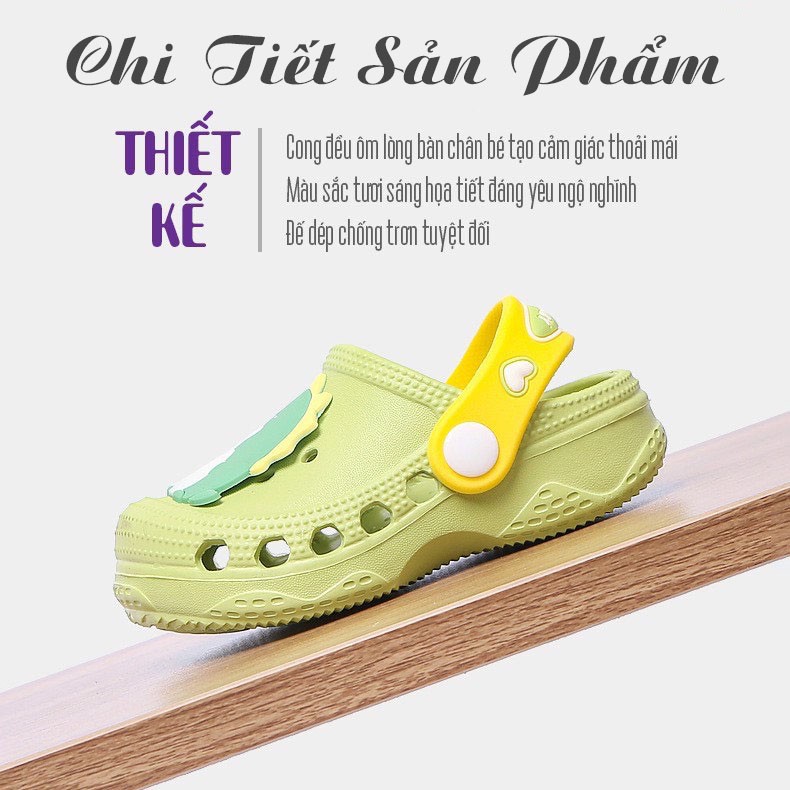 Dép sục cho bé trai bé gái sticker đáng yêu, dép cho bé đi học siêu nhẹ quai linh hoạt đế xốp mềm mại