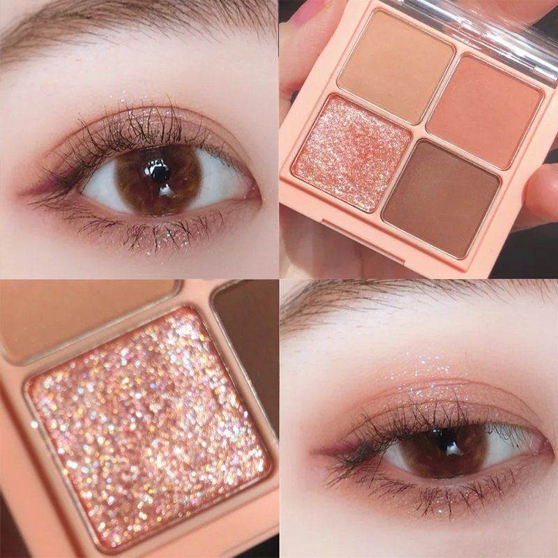 Bảng phấn mắt 4 màu mini với sequins nhám dạng ô vuông