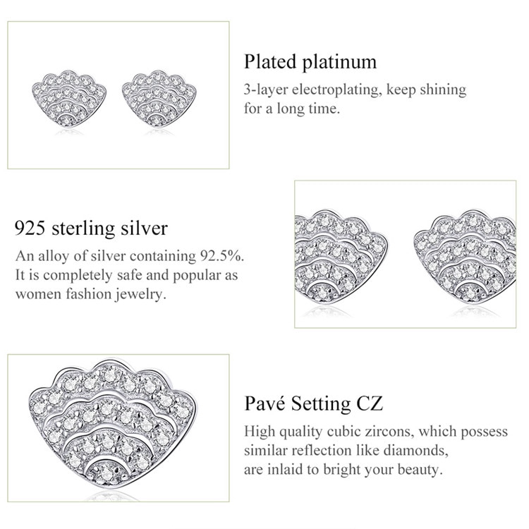 Bông Tai Bamoer Bse342 Bằng Bạc 925 Hình Vỏ Sò