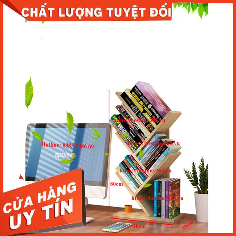 ⚡Loại 1 Tốt Nhất⚡ Kệ để sách hình xương cá nhỏ gọn dễ lắp ráp, màu vân gỗ tao nhã, chống nước ,chống trầy,