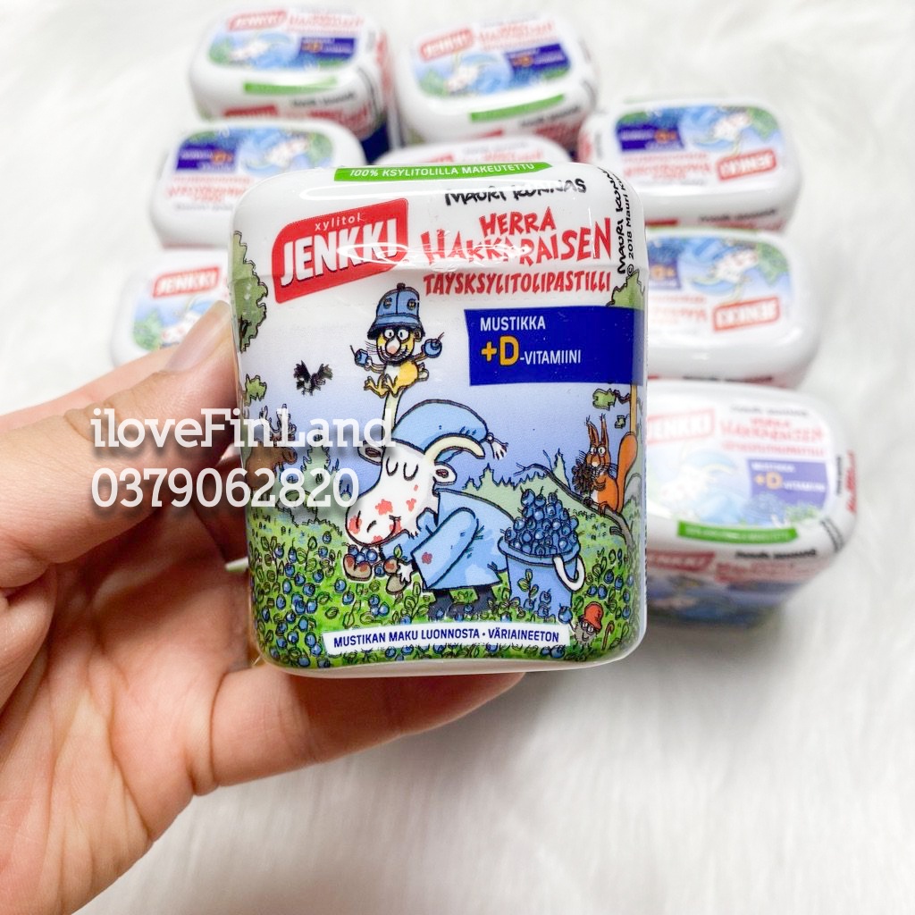 Kẹo Chống Sâu Răng Vitamin D3 Phần Lan Tăng Đề Kháng Chắc Khỏe Xương Hakkaraisen vị việt quất 55g